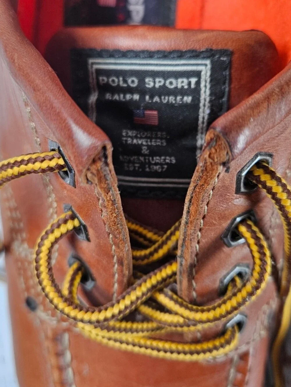 Vintage Polo Sport Ralph Lauren Brown Leather Work Shoe-Boot / Mens Size 10